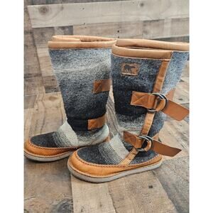 Sorel Womens 9 Chipahko Blanket‎ Hawk Wool Winter Boots Leather Trim NL1879-030